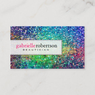 Colorful Glitter White Background Business Card