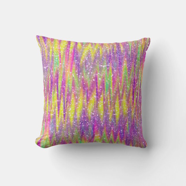 Colorful Glittering Abstract Throw Pillow (Front)
