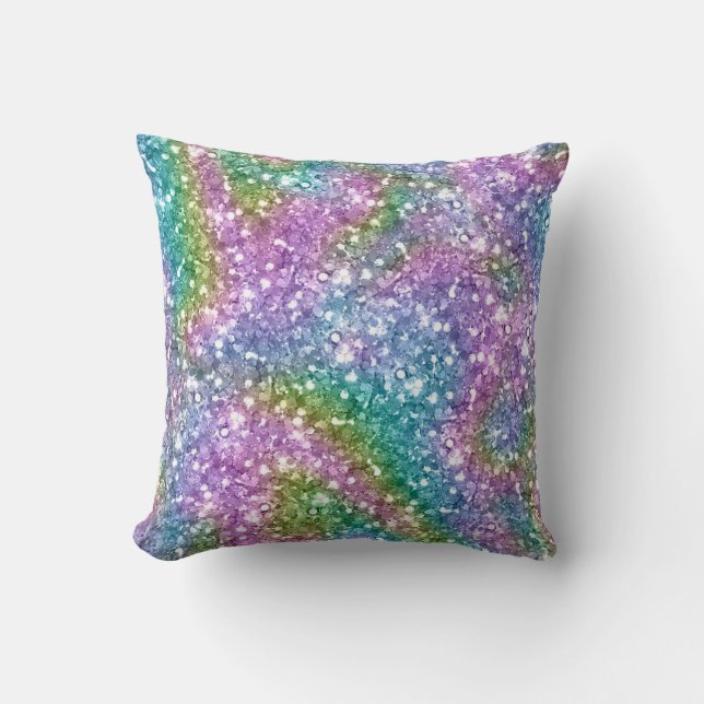 Colorful Glittering Abstract Throw Pillow (Front)