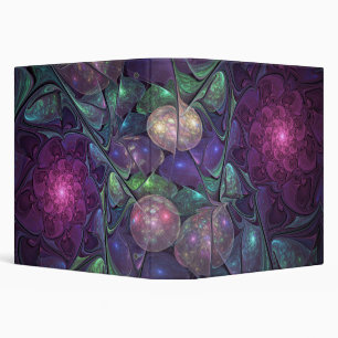 Colorful Glittering Modern Abstract Fractal Art 3 Ring Binder
