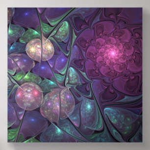 Colorful Glittering Modern Abstract Fractal Art Acrylic Photo Tile