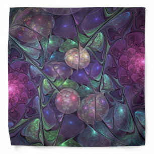 Colorful Glittering Modern Abstract Fractal Art Bandana