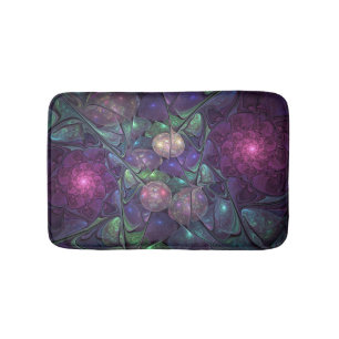 Colorful Glittering Modern Abstract Fractal Art Bath Mat