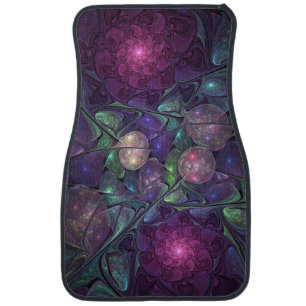 Colorful Glittering Modern Abstract Fractal Art Car Floor Mat