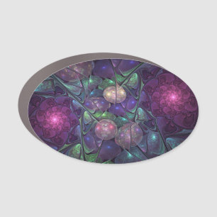 Colorful Glittering Modern Abstract Fractal Art Car Magnet