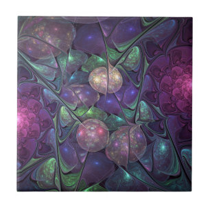 Colorful Glittering Modern Abstract Fractal Art Ceramic Tile