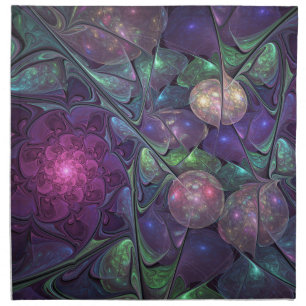 Colorful Glittering Modern Abstract Fractal Art Cloth Napkin