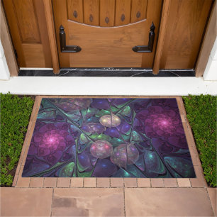 Colorful Glittering Modern Abstract Fractal Art Doormat