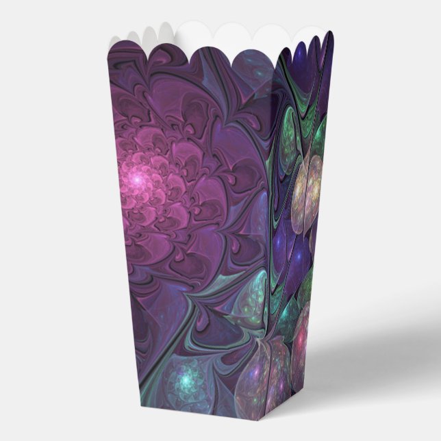 Colorful Glittering Modern Abstract Fractal Art Favor Boxes (Back)