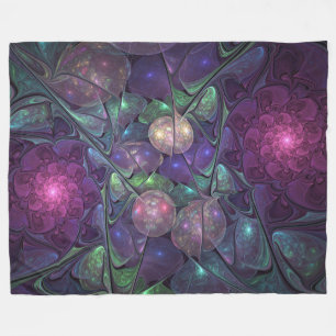 Colorful Glittering Modern Abstract Fractal Art Fleece Blanket