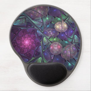 Colorful Glittering Modern Abstract Fractal Art Gel Mouse Pad