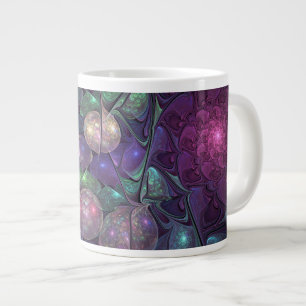 Colorful Glittering Modern Abstract Fractal Art Giant Coffee Mug