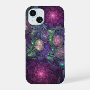 Colorful Glittering Modern Abstract Fractal Art iPhone 15 Case