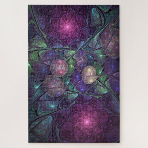 Colorful Glittering Modern Abstract Fractal Art Jigsaw Puzzle