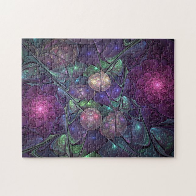 Colorful Glittering Modern Abstract Fractal Art Jigsaw Puzzle (Horizontal)