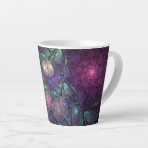 Colorful Glittering Modern Abstract Fractal Art Latte Mug