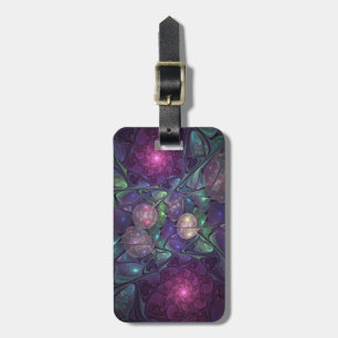 Colorful Glittering Modern Abstract Fractal Art Luggage Tag