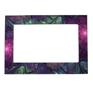 Colorful Glittering Modern Abstract Fractal Art Magnetic Frame