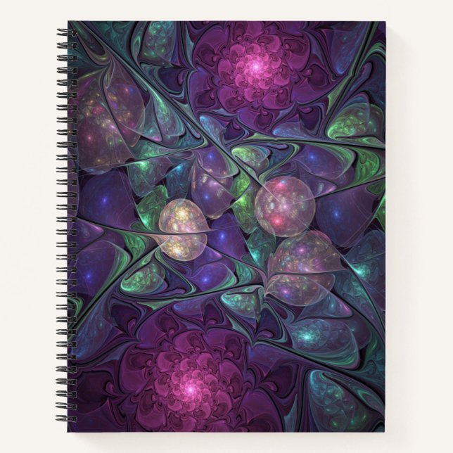 Colorful Glittering Modern Abstract Fractal Art Notebook (Front)