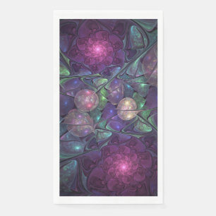 Colorful Glittering Modern Abstract Fractal Art Paper Guest Towels