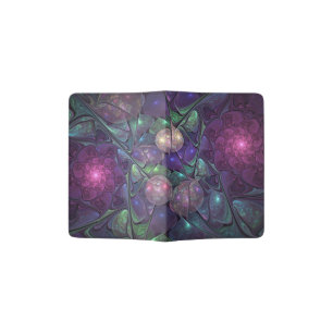 Colorful Glittering Modern Abstract Fractal Art Passport Holder