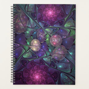 Colorful Glittering Modern Abstract Fractal Art Planner