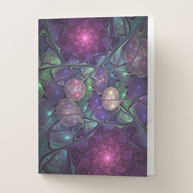 Colorful Glittering Modern Abstract Fractal Art Pocket Folder (Front)