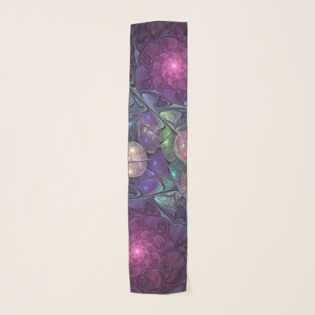 Colorful Glittering Modern Abstract Fractal Art Scarf (Front)