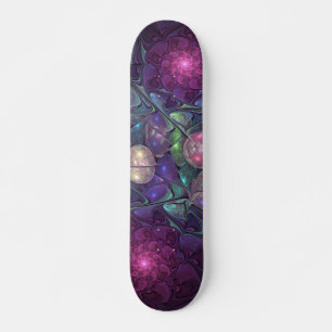 Colorful Glittering Modern Abstract Fractal Art Skateboard