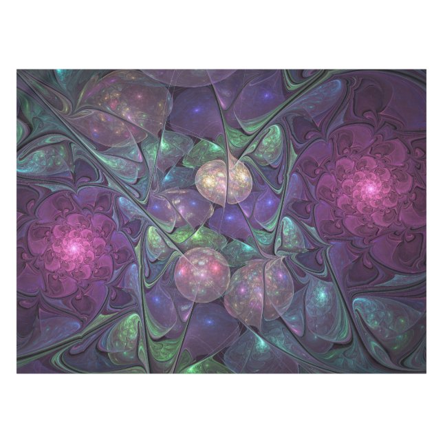 Colorful Glittering Modern Abstract Fractal Art Tablecloth (Front (Horizontal))