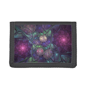 Colorful Glittering Modern Abstract Fractal Art Tri-fold Wallet
