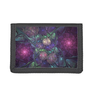Colorful Glittering Modern Abstract Fractal Art Tri-fold Wallet