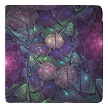 Colorful Glittering Modern Abstract Fractal Art Trivet by GabiwArt at Zazzle