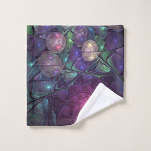Colorful Glittering Modern Abstract Fractal Art Wash Cloth