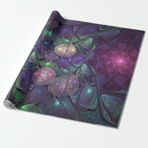 Colorful Glittering Modern Abstract Fractal Art Wrapping Paper