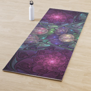 Colorful Glittering Modern Abstract Fractal Art Yoga Mat