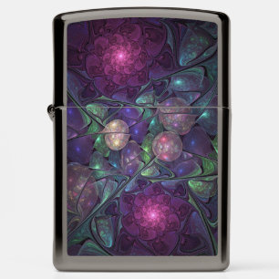 Colorful Glittering Modern Abstract Fractal Art Zippo Lighter