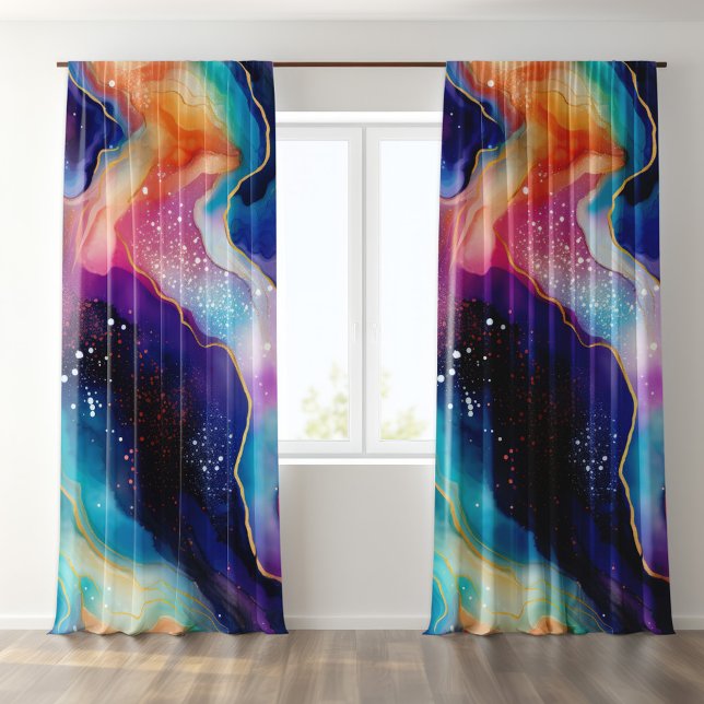 Colorful Glittery Agate Marble-Like Texture Sheer Curtains (Creator Uploaded)