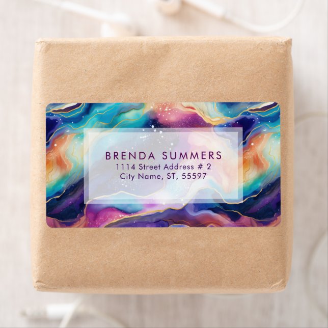 Colorful Glittery Agate texture pattern Label (Insitu)