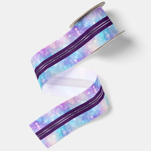 Colorful Glittery Background Shiny Silver Stripes Satin Ribbon