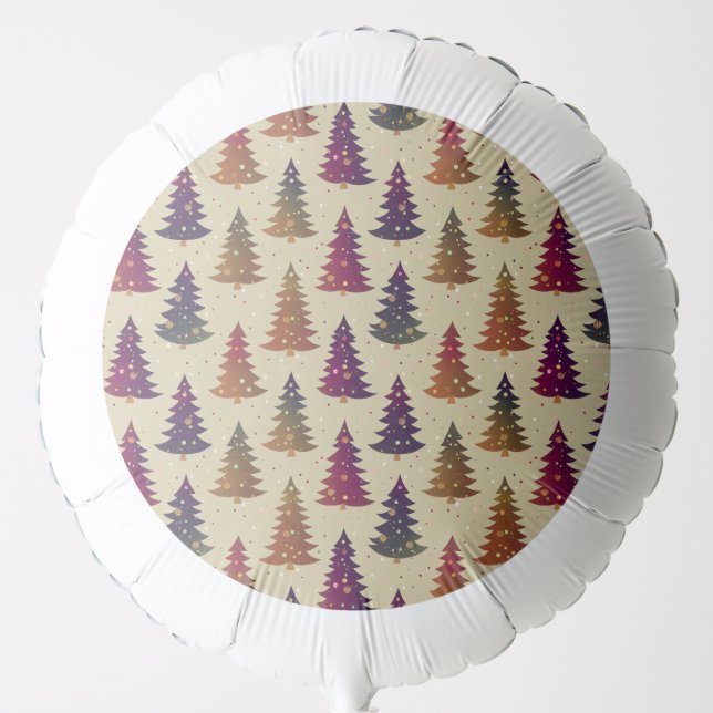 Colorful Glittery Christmas Tree Repeating Pattern Balloon (Front)