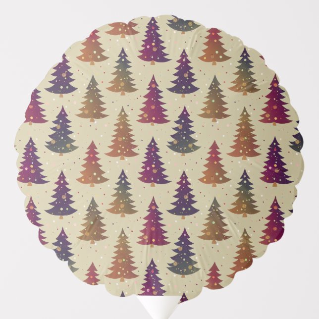 Colorful Glittery Christmas Tree Repeating Pattern Balloon (Front)