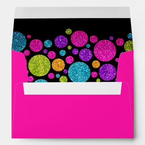 Colorful Glittery Dots on Any Color Bat Mitzvah Envelope