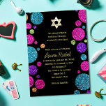 Colorful Glittery Dots On Any Color Bat Mitzvah Invitation at Zazzle