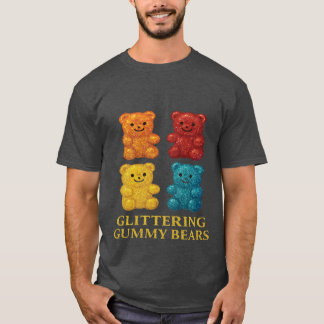 Colorful Glittery Gummy Bears Design T-Shirt
