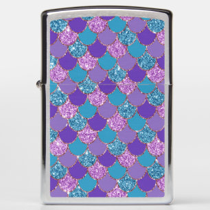 Colorful glittery mermaid scales pattern zippo lighter