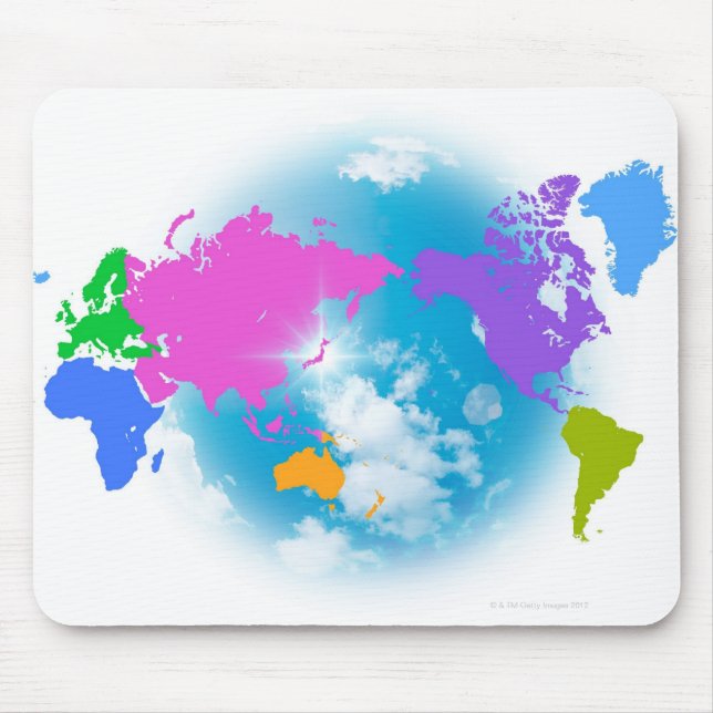 Colorful Global Map Mouse Pad (Front)