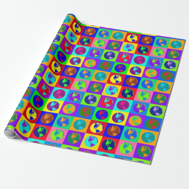 Colorful Globes Wrapping Paper (Unrolled)