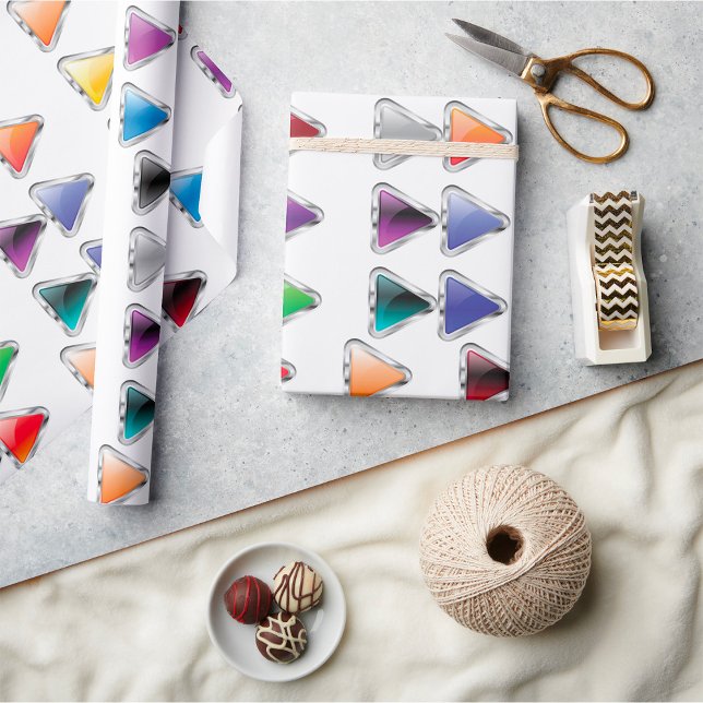 Colorful Glossy Metal Play Buttons Wrapping Paper (Creator Uploaded)