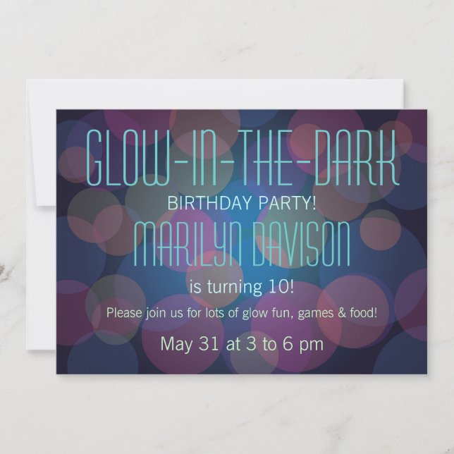 Colorful Glow in the Dark Party Invitation (Front)